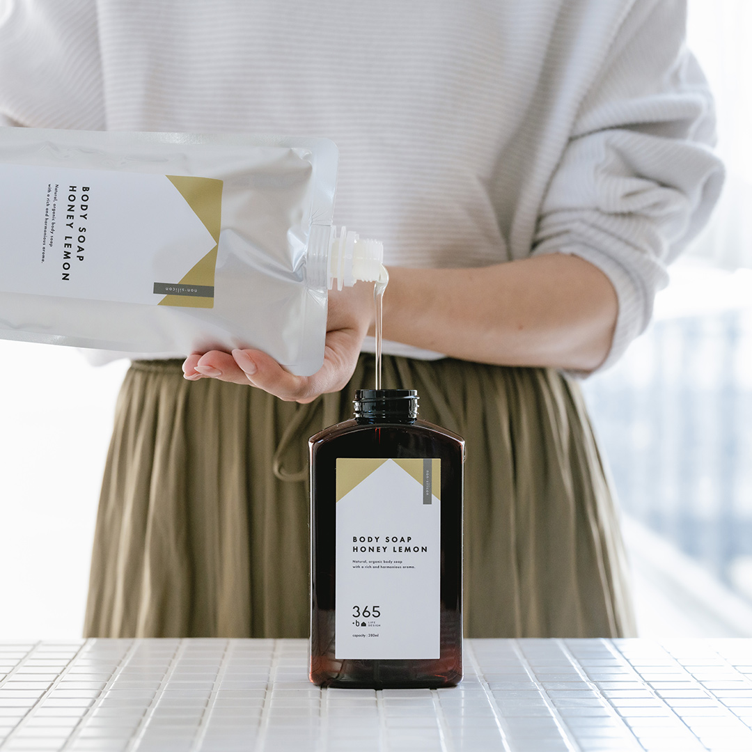 【旧ラベル|30%OFF】365+b｜ボディーソープ｜ハニーレモン (詰め替え)