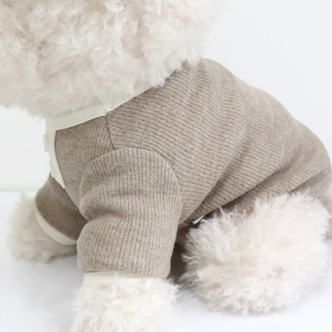 ※予約販売【Chiot】Bebe Button Knit Tee（ベージュ） サイズ: S