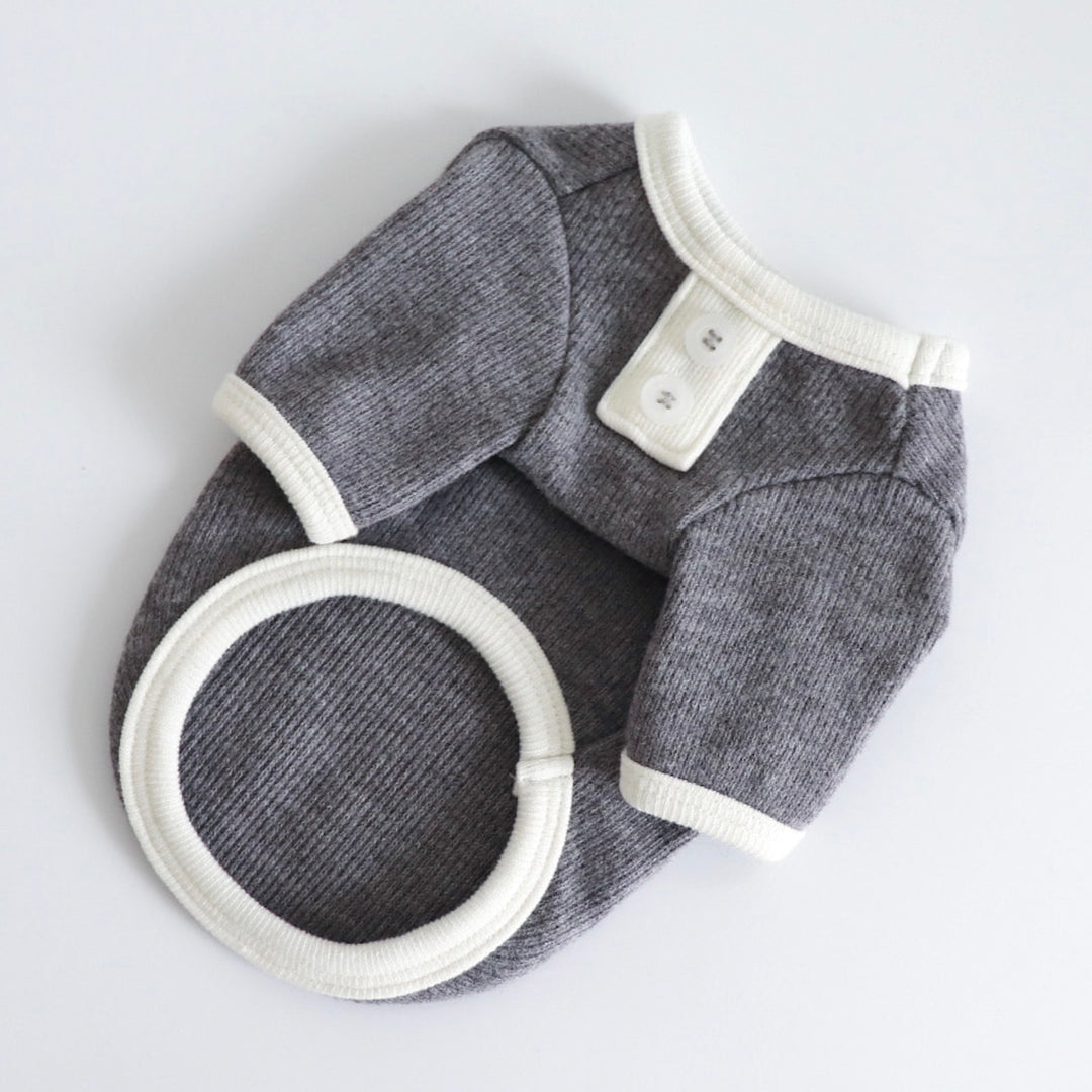 ※予約販売【Chiot】Bebe Button Knit Tee（グレー） サイズ: S
