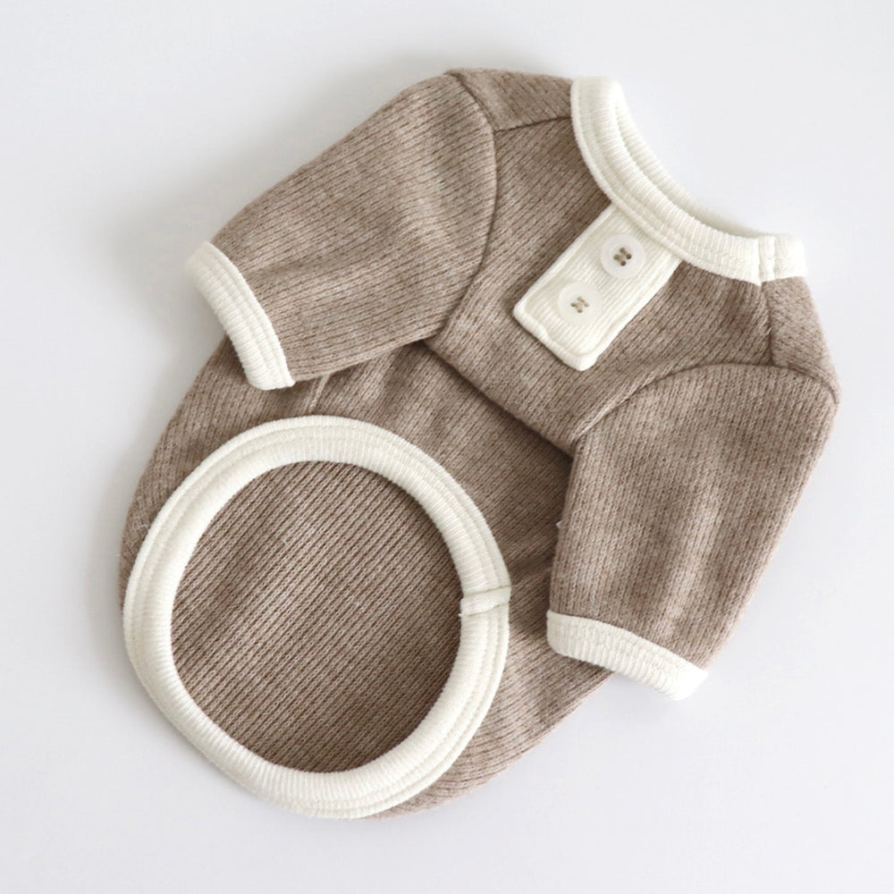 ※予約販売【Chiot】Bebe Button Knit Tee（ベージュ） サイズ: S