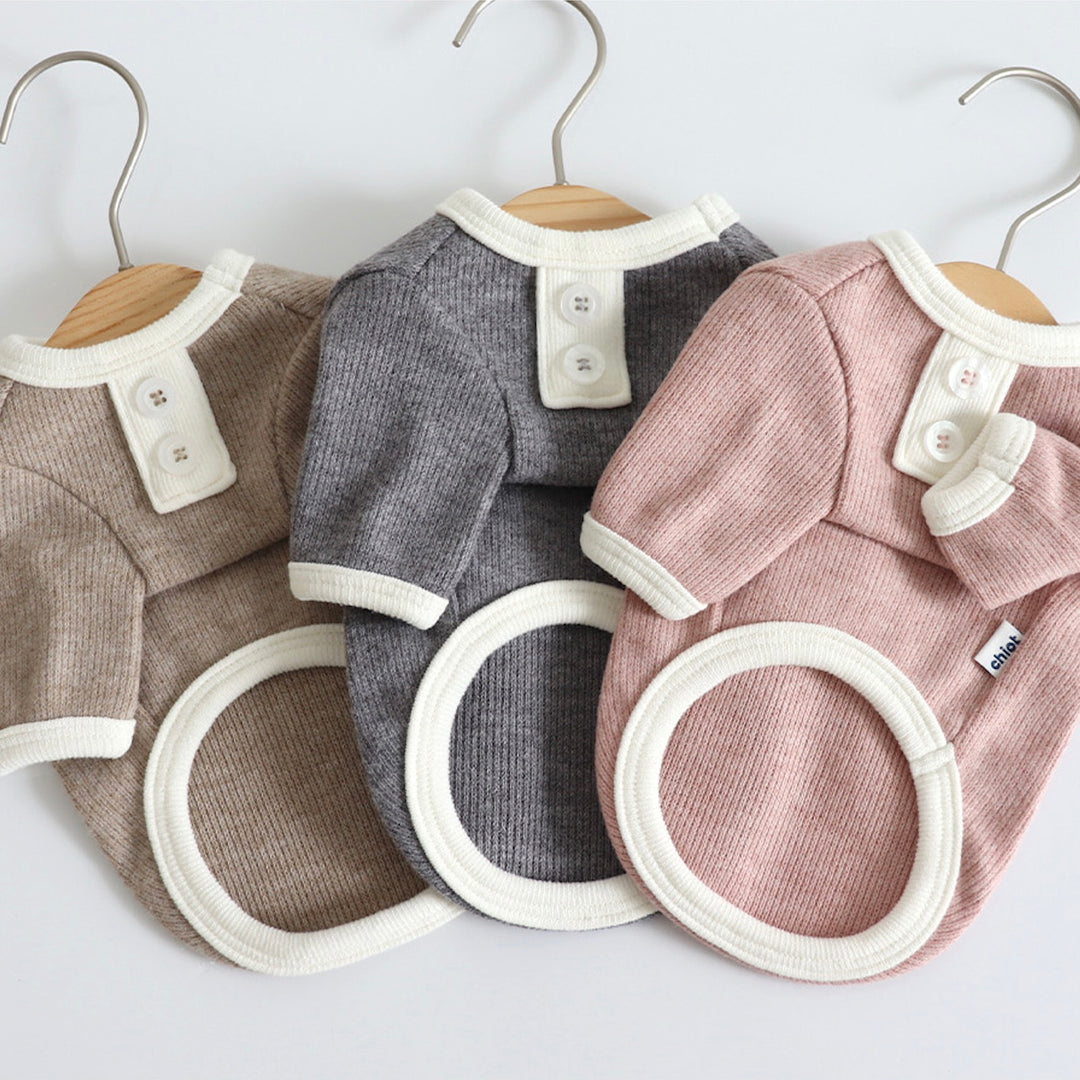 ※予約販売【Chiot】Bebe Button Knit Tee（ベージュ） サイズ: S