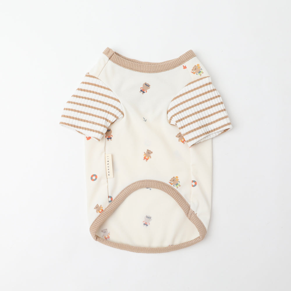 冷感くまさんサマープリントTシャツ【保冷剤対応】 カラー / サイズ: BEIGE / S