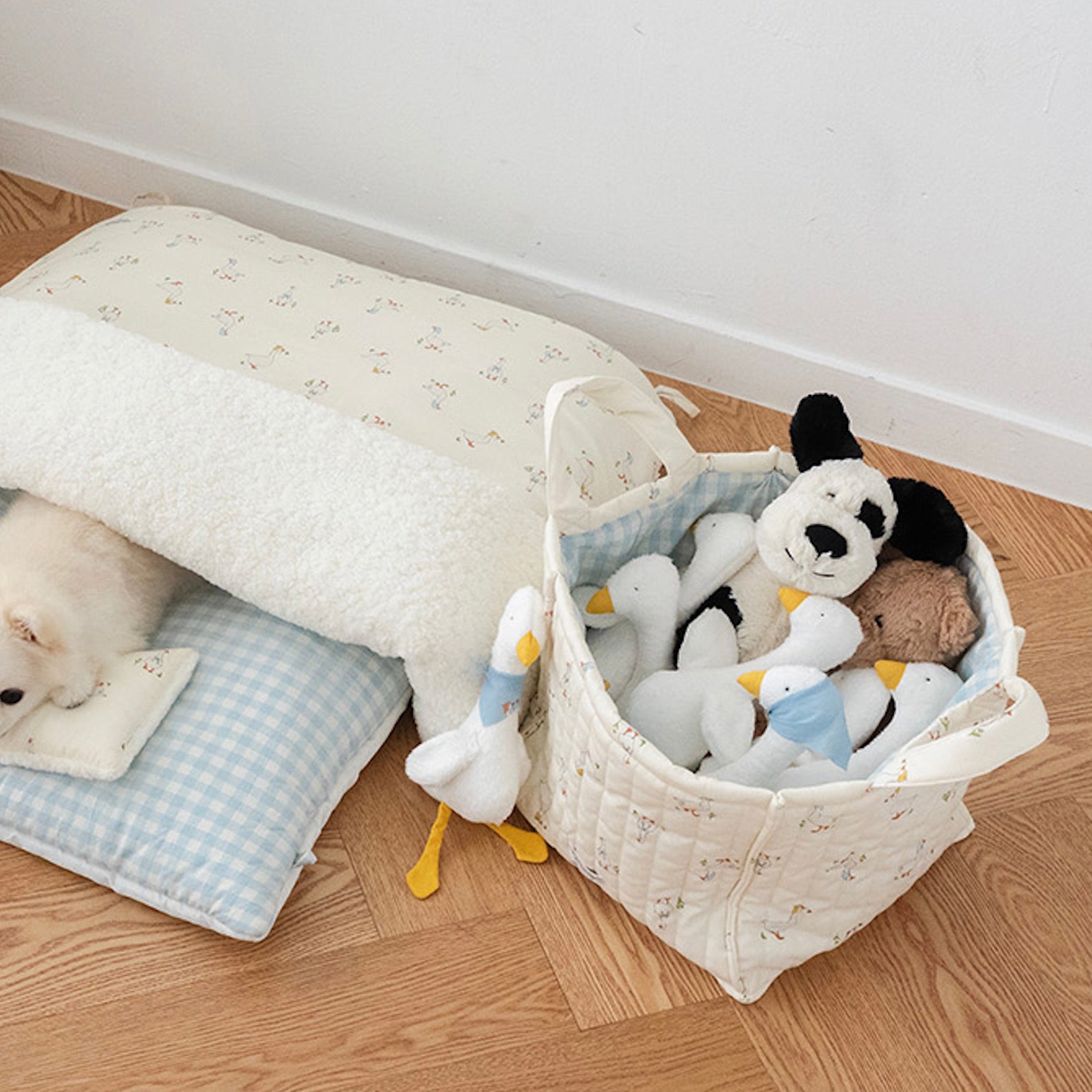 ※お取り寄せ商品【noutti】Duck Toy Basket（Ivory / Sky Blue）
