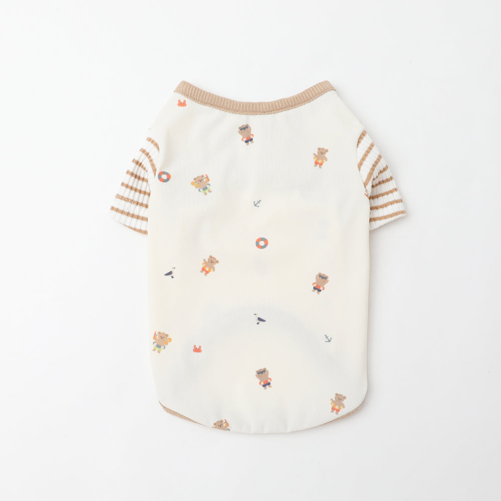 冷感くまさんサマープリントTシャツ【保冷剤対応】 カラー / サイズ: BEIGE / S