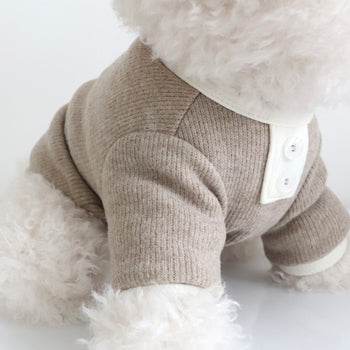 ※予約販売【Chiot】Bebe Button Knit Tee（ベージュ） サイズ: S