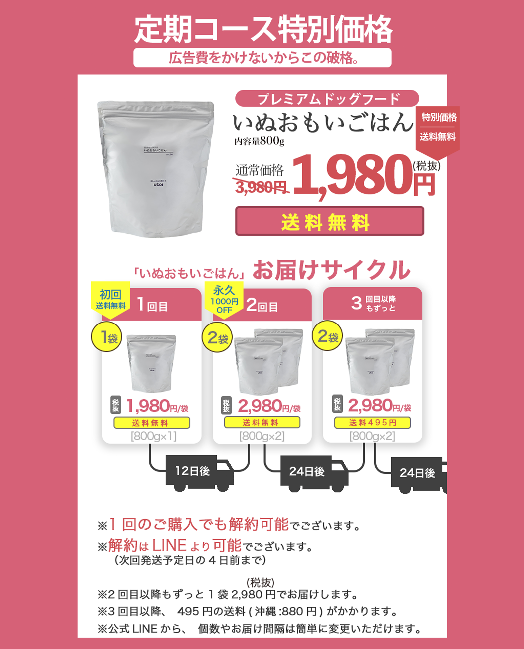 【定期・初回800g1,980円】いぬおもいごはん （2回目以降2袋）