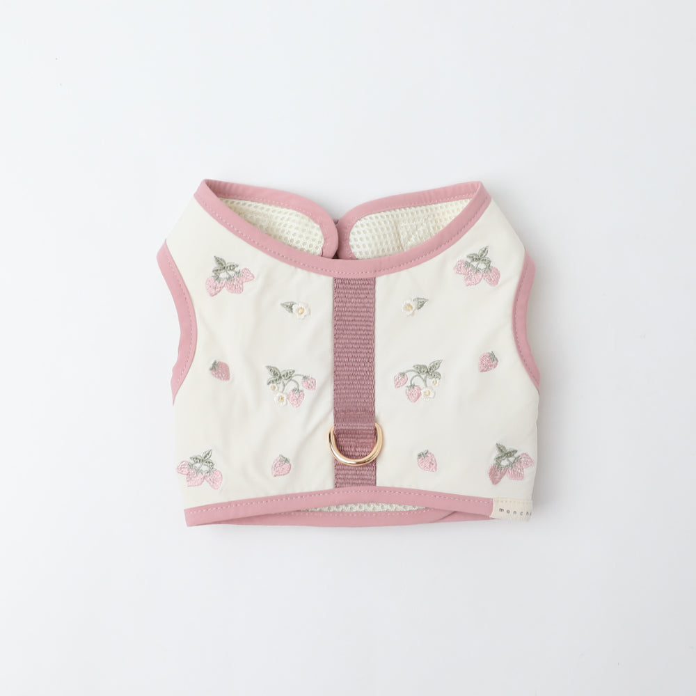 冷感いちご刺繍ハーネス+リードSET【保冷剤対応】 サイズ: S