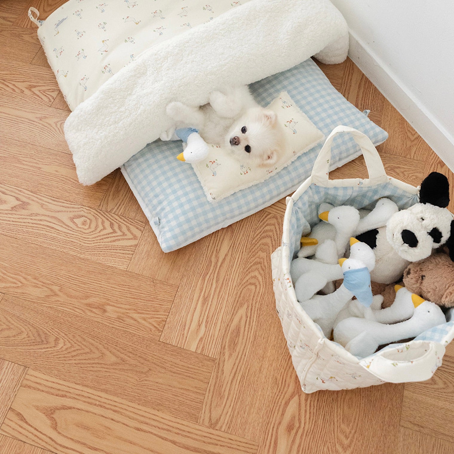 ※お取り寄せ商品【noutti】Duck Toy Basket（Ivory / Sky Blue）