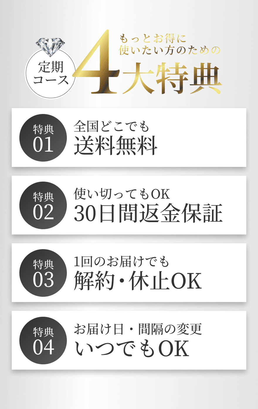 定期コース もっとお得に使いたい方のための4大特典