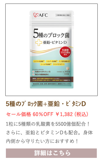 【セール対象商品】5種のブロック菌+亜鉛・ビタミンD 30日分