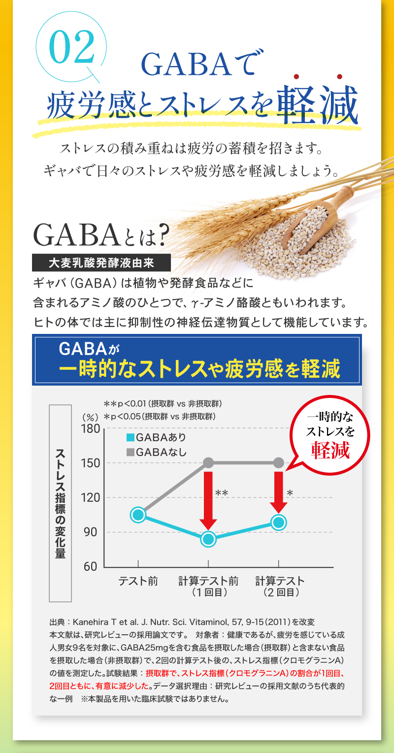 GABAで疲労感とストレスを軽減！