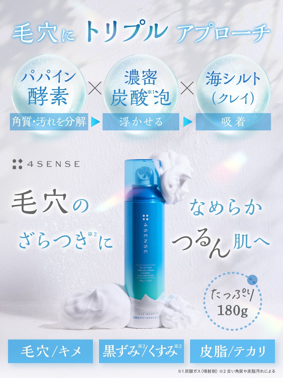 フォーセンス　炭酸生クリームウォッシュ（炭酸酵素洗顔）