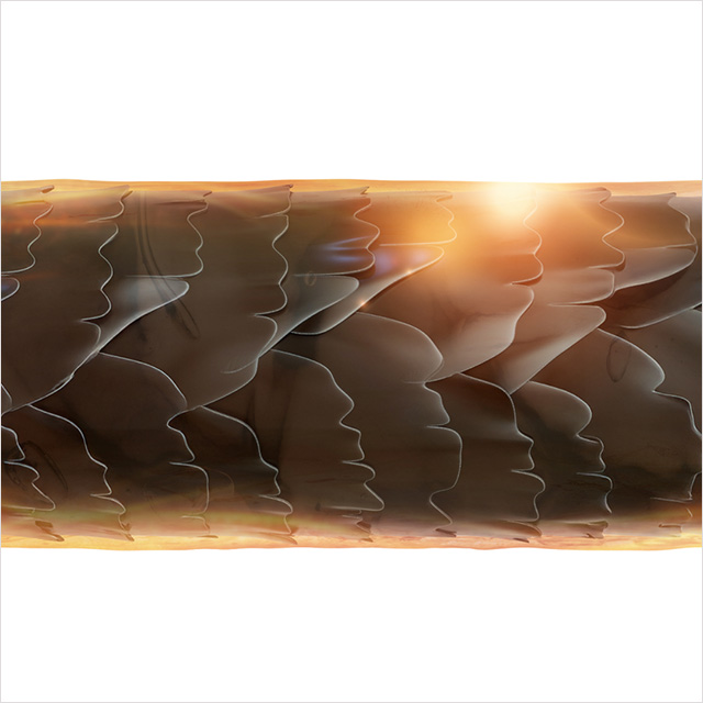 熱で溶けて艶めく被膜が髪表面に形成されるイメージ