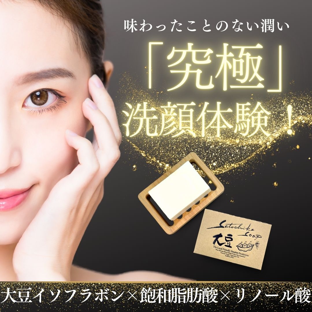 Satochika Soap「大豆」ギフトセット大豆2個＋プレミアム4重ネットギフトBOX
