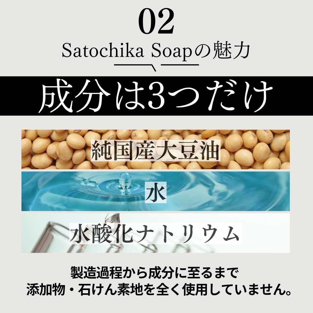 Satochika Soap 「大豆」　史上最高の洗顔体験　1100円お試しセット！！楽天1番人気の泡立てネットとセット！送料無料