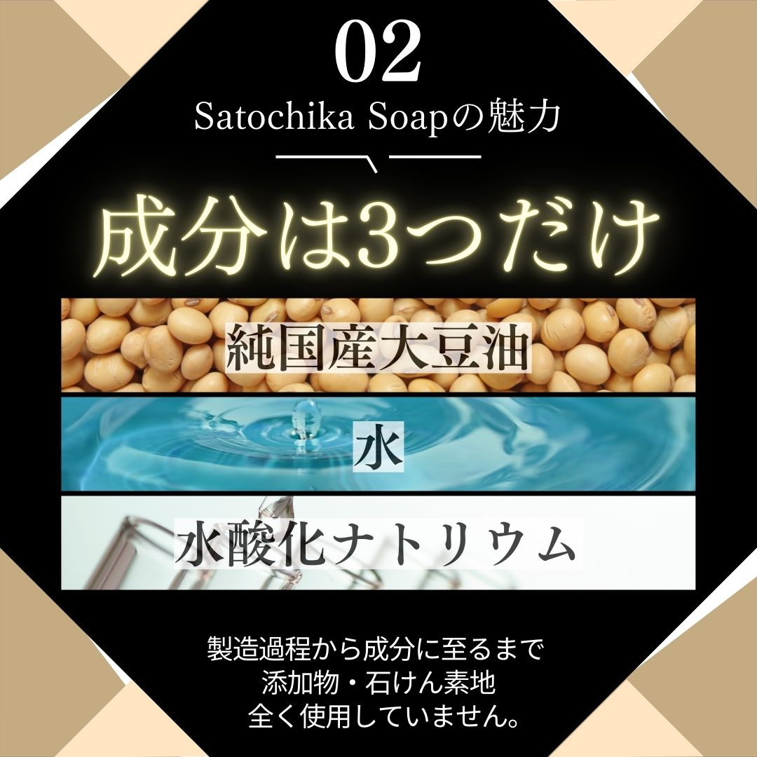 Satochika Soap「大豆」ギフトセット大豆2個＋プレミアム4重ネットギフトBOX