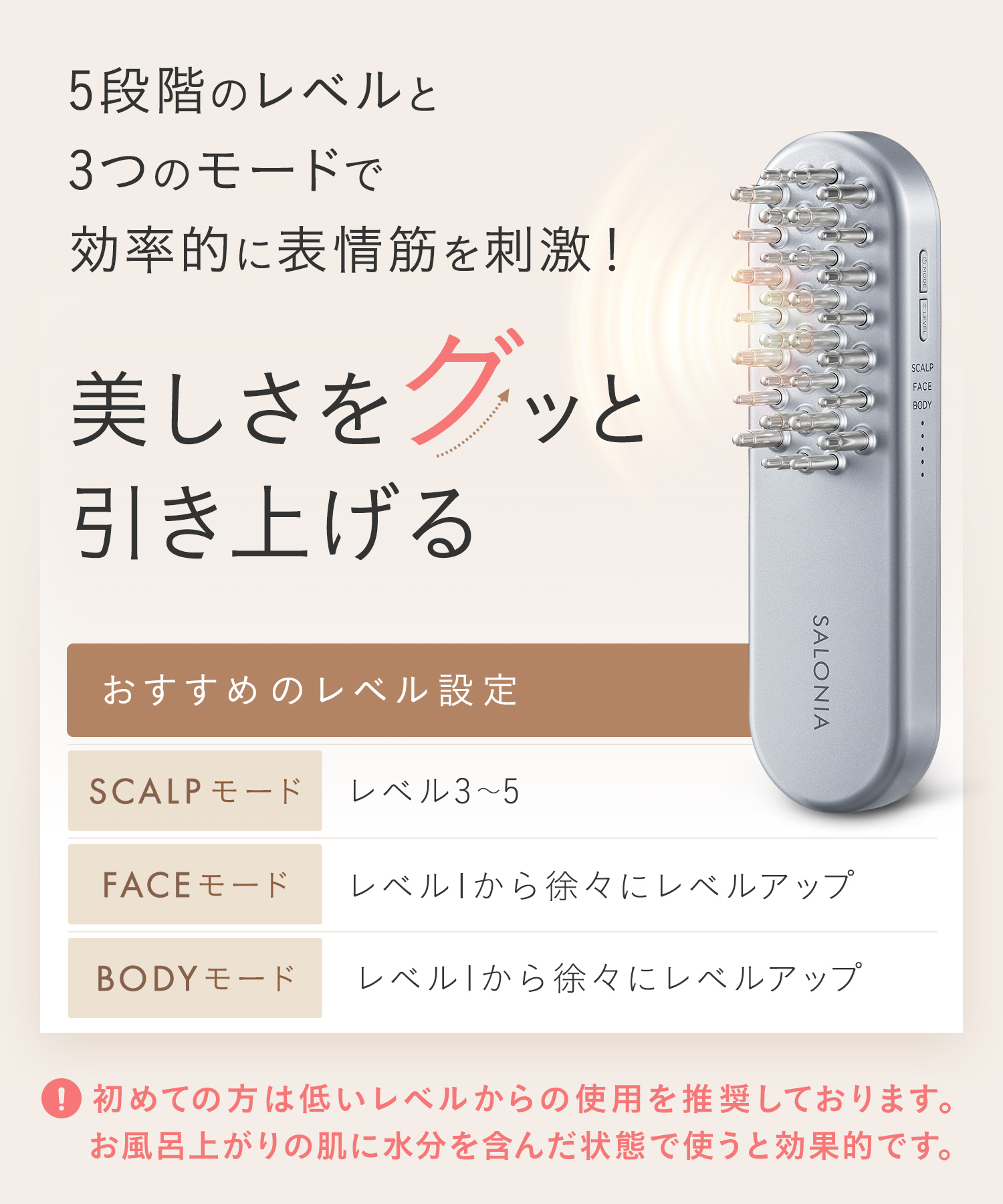 SALONIA サロニア EMSリフトブラシ シルバー◇60日間全額返金保証付き
