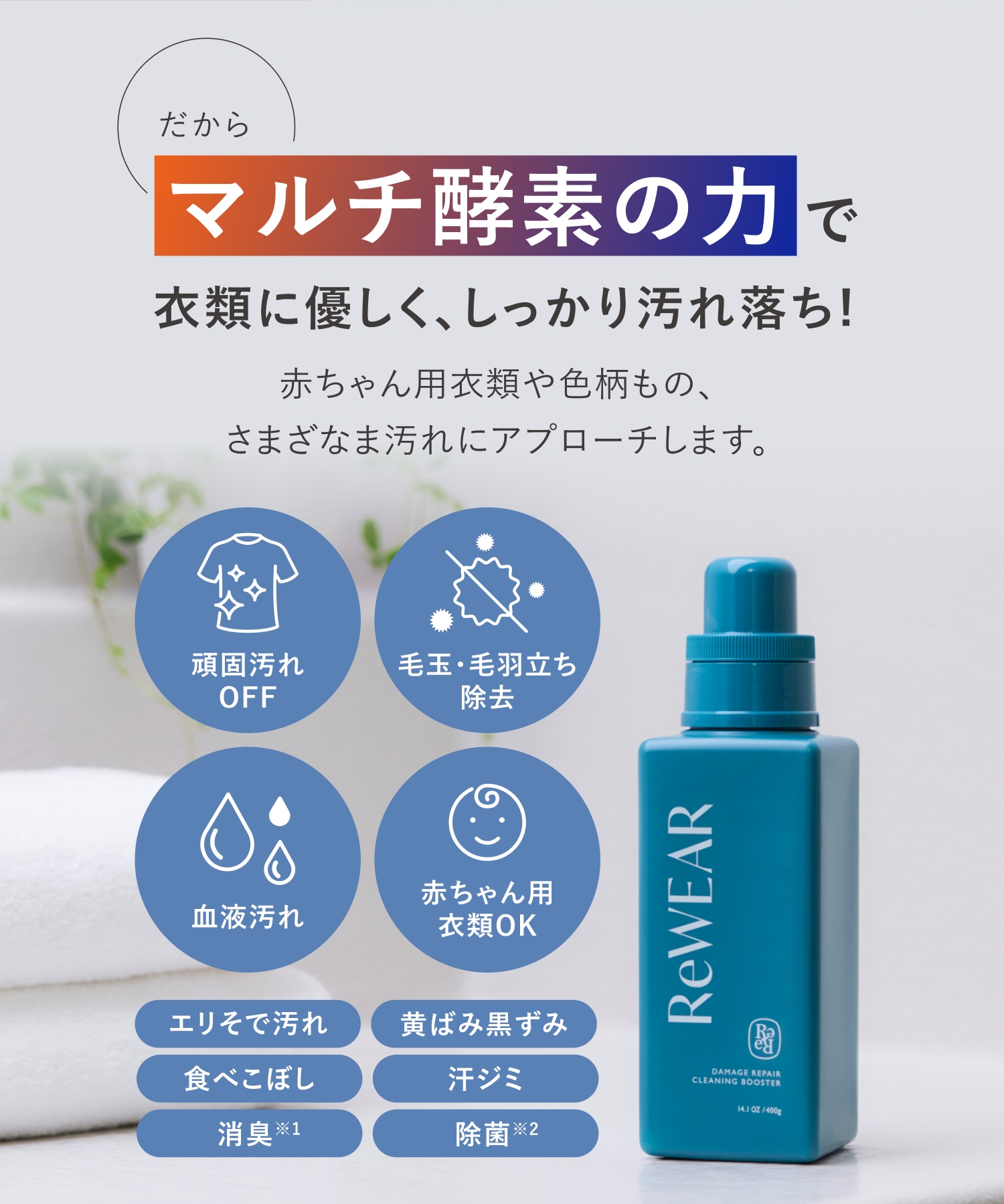 ReWEAR リウェア 再生クリーニングブースター・再生柔軟剤  ２点セット