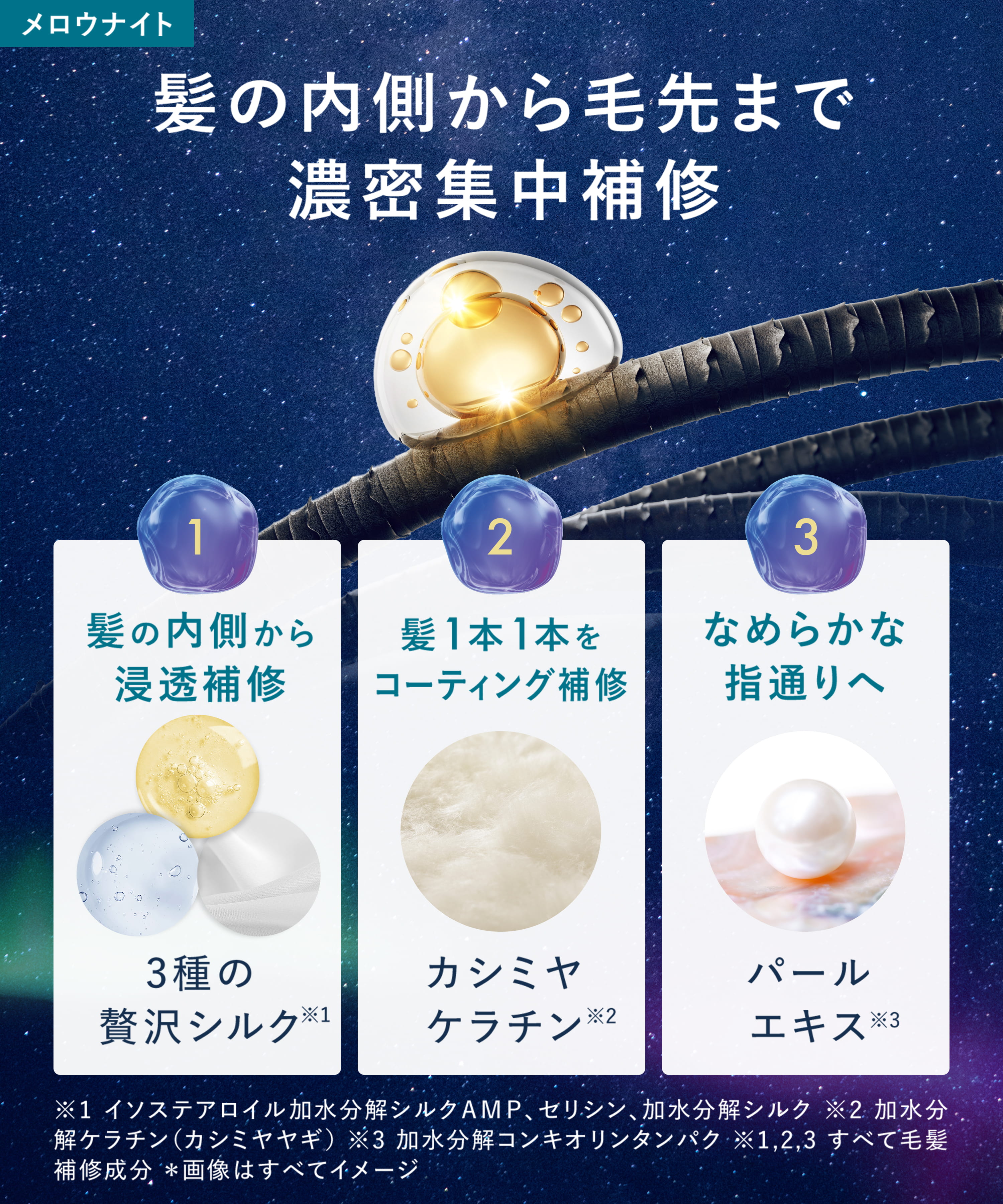 髪の内側から毛先まで濃密集中補修