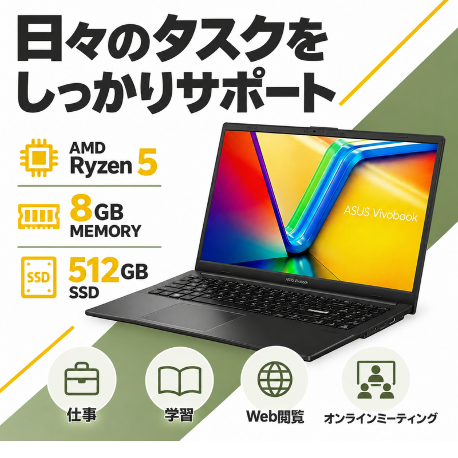 ASUS ノートパソコン E1504FA-R585BLWP6 15.6型 Ryzen5 40 メモリ8GB SSD512GB Windows11 Office選択可 新品 Office: Officeなし, 設定パック: 自分で設定する, PC延長保証（自然故障）: メーカー保証のみ