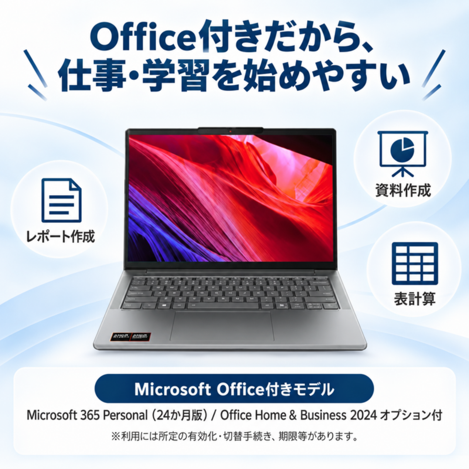 Lenovo ノートパソコン IdeaPad Slim 5 83S1005FJP 14型 Ryzen AI 7 445 メモリ16GB SSD512GB Windows11 Office付き 新品 設定パック: 自分で設定する, 電話＆リモートサポート: 付けない, PC延長保証（自然故障）: メーカー保証のみ