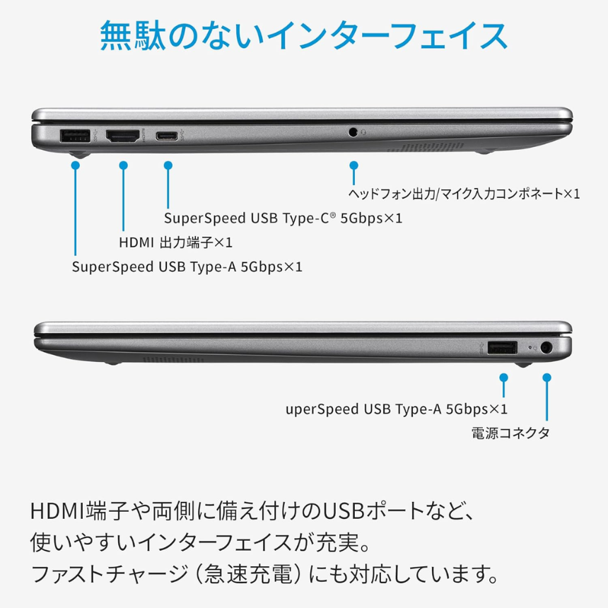 HP ノートパソコン 15-fd 15.6型 インテル Core5 120U メモリ16GB SSD256GB Windows11 新品 電話＆リモートサポート: 付けない, クロネコ延長保証サービス: メーカー保証のみ