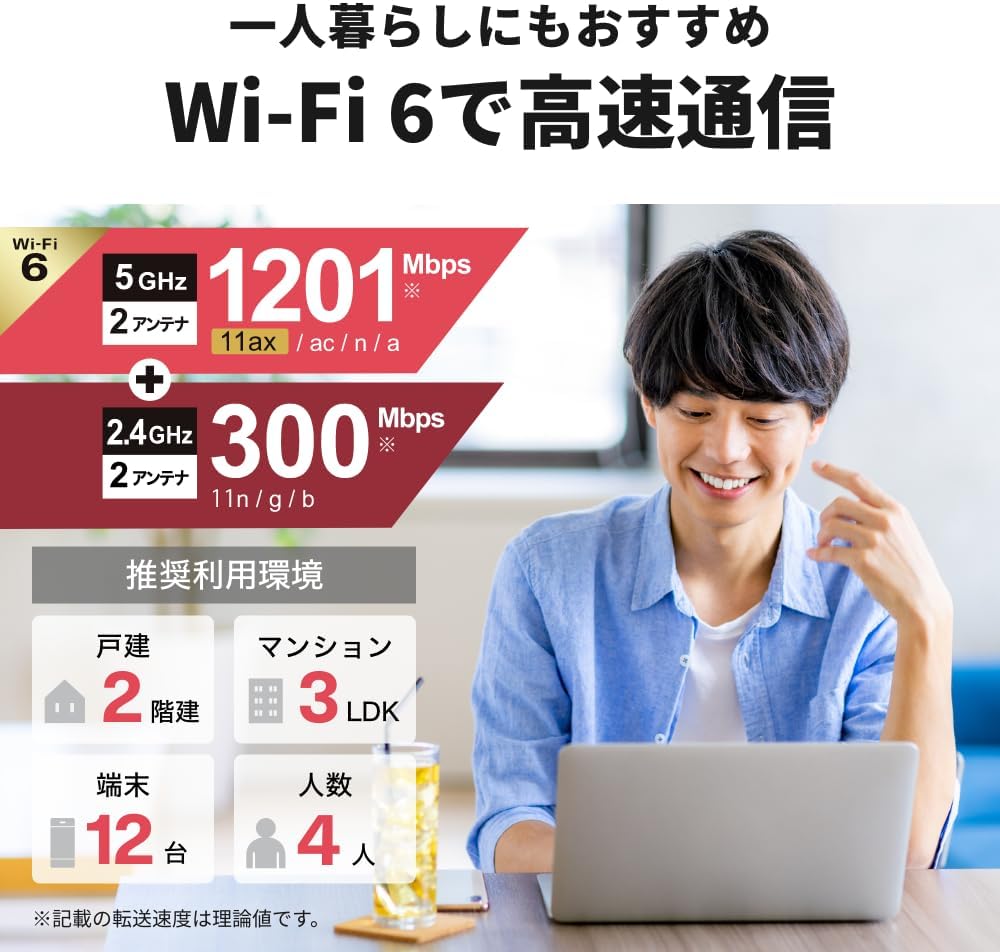 バッファロー Wi-Fiルーター 一人暮らし〜4人家族まで WSR-1500AX2L Wi-Fi6対応
