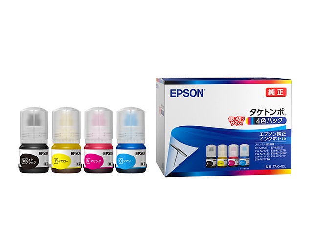 タンク式用インクボトルの例（エプソン TAK-4CL）