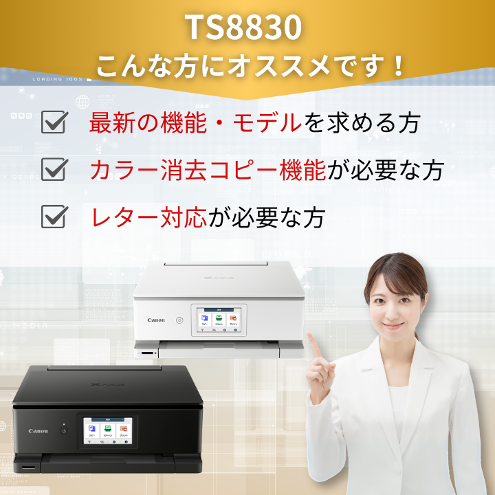 キヤノン Canon プリンター A4 インクジェット複合機 TS8830 BLACK WHITE 機種名: TS8830BK(ブラック), パソコンと接続するUSBケーブル: ケーブルを購入しない, 純正インクセット（追加購入分）: セットアップインクのみ, A4用紙セット: 用紙を購入しない