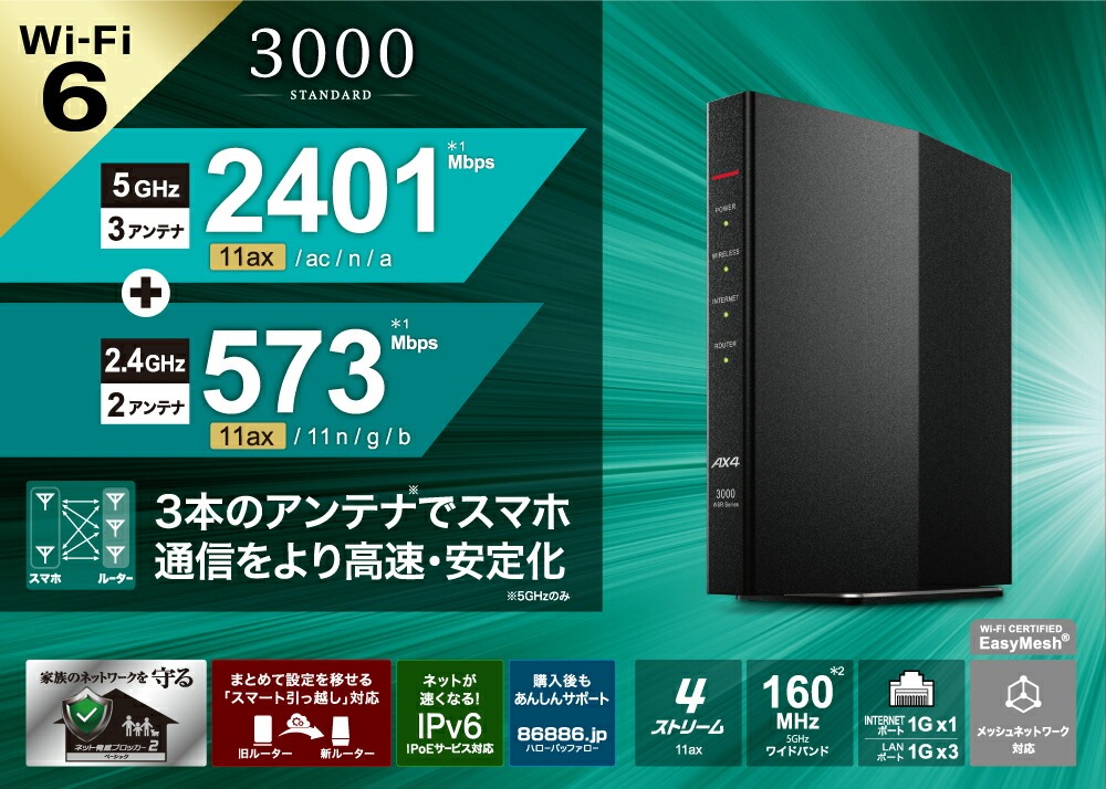 バッファロー Wi-Fiルーター 選べる3グレード＋中継機セット Wi-Fi 5/6/7対応 あなたの家にちょうどいい1台 種類: Wi-Fi5対応 WCR-1166DHPL/N, 中継器セット: 中継器セットなし