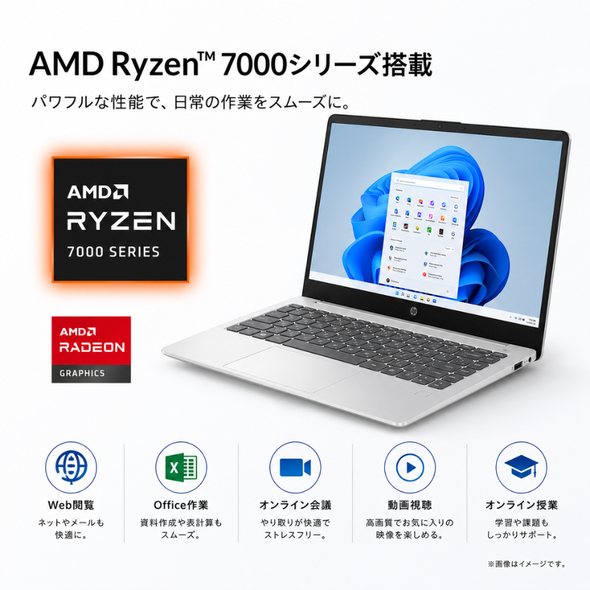 HP ノートパソコン 14-em 14型 Ryzen5 7520U メモリ16GB SSD512GB Windows11 新品 Office: Officeなし, 設定パック: 設定なし, 電話＆リモートサポート: 付けない, クロネコ延長保証サービス: メーカー保証のみ
