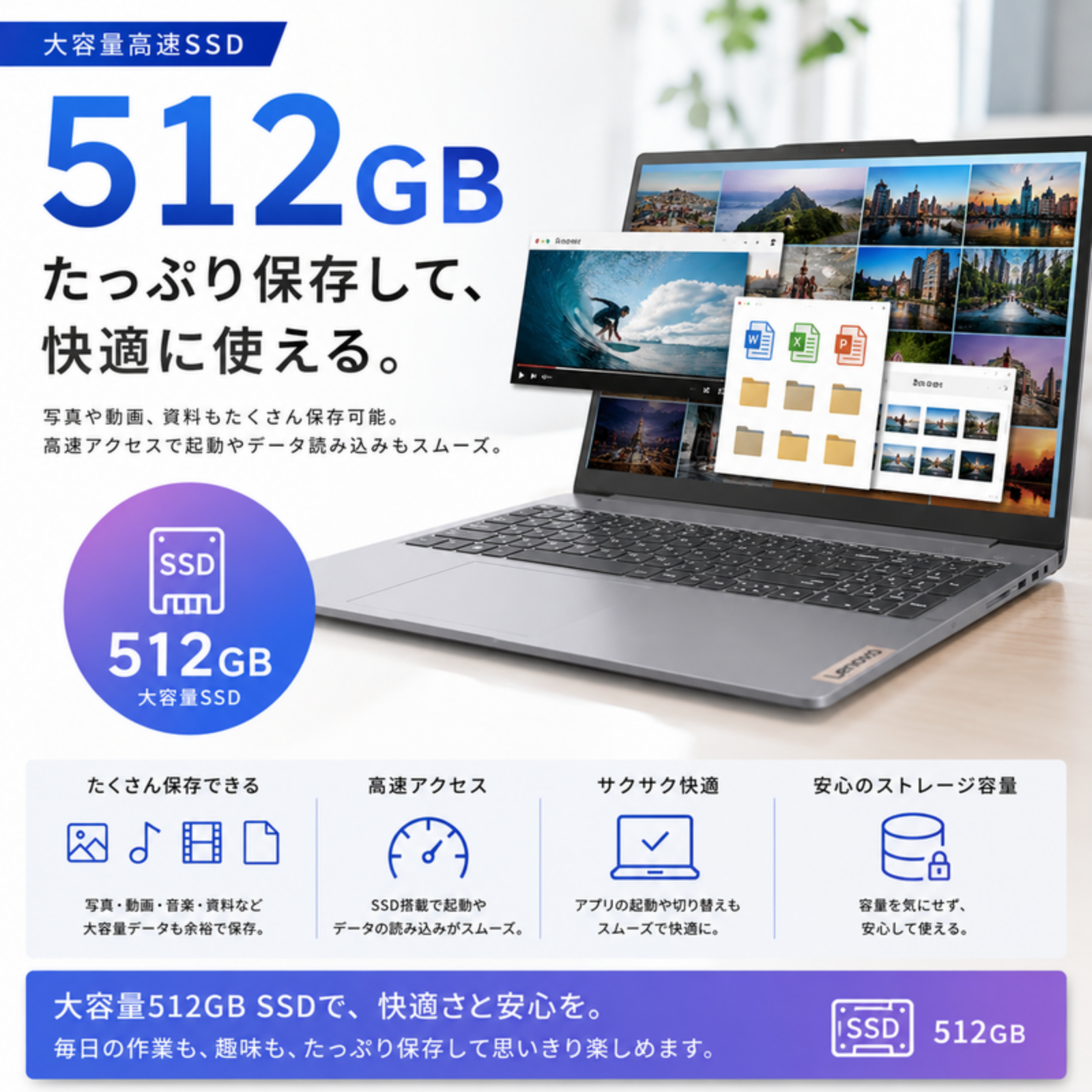 Lenovo ノートパソコン IdeaPad Slim 170 15.6型 Ryzen5 7520U メモリ16GB SSD512GB Windows11 新品 Office: Officeなし, 設定パック: 自分で設定する, 電話＆リモートサポート: 付けない, PC延長保証（自然故障）: メーカー保証のみ