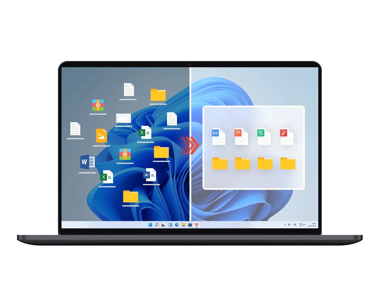 文書・表・スライド・PDFを1つの画面で扱えるWPS Officeのイメージ