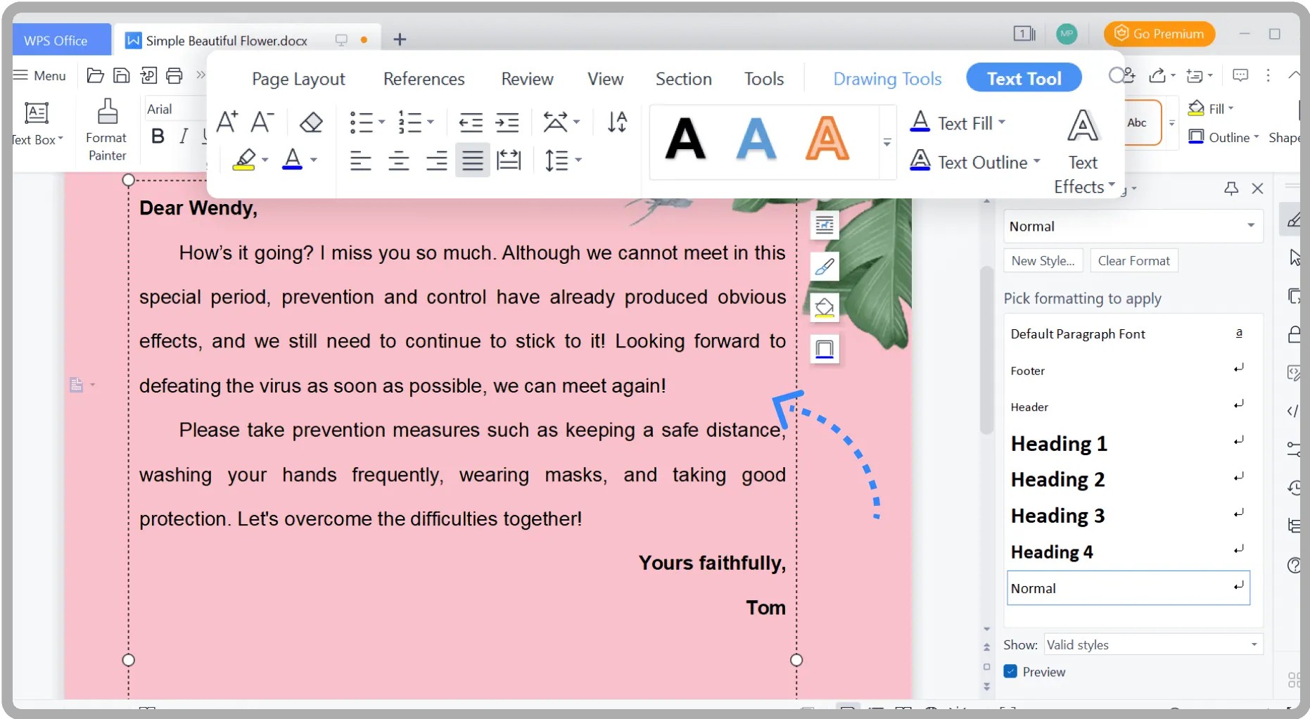 WPS Officeで文書を編集する画面のイメージ