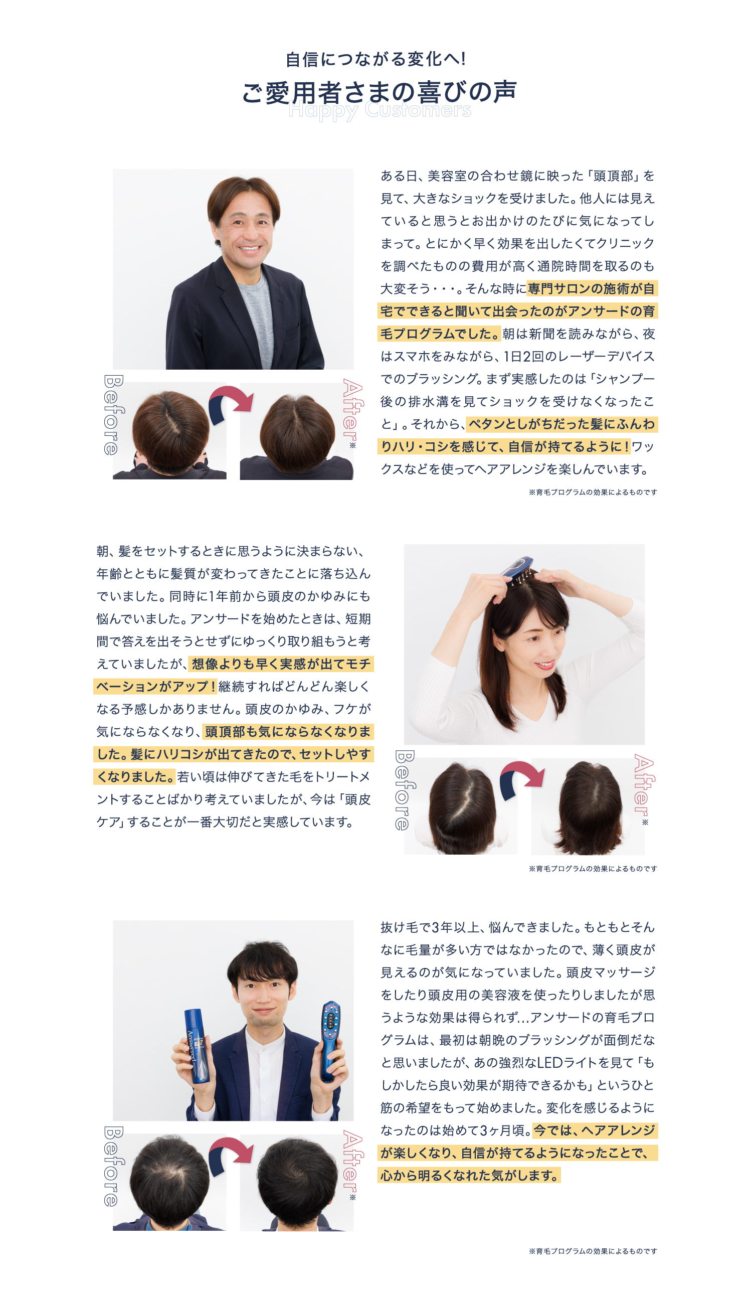 ご愛用者様の喜びの声