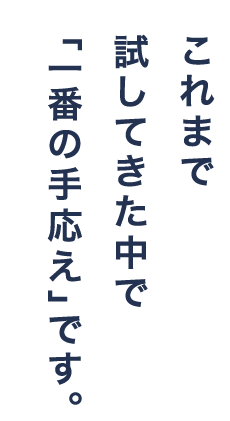 これまで試してきた中で「一番の手応え」です。
