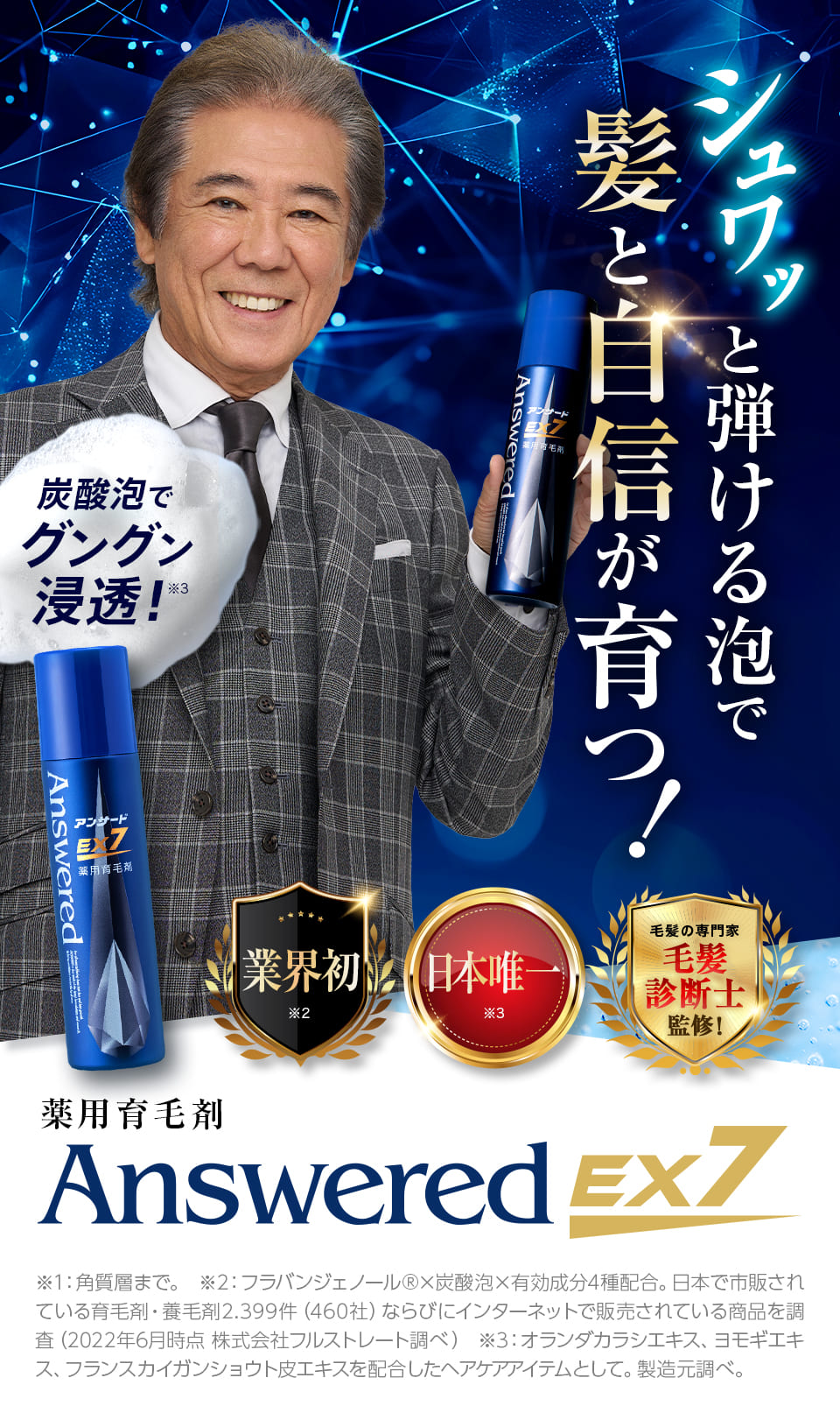 西岡德馬さん。シュワッと弾ける泡で髪と自信が育つ！