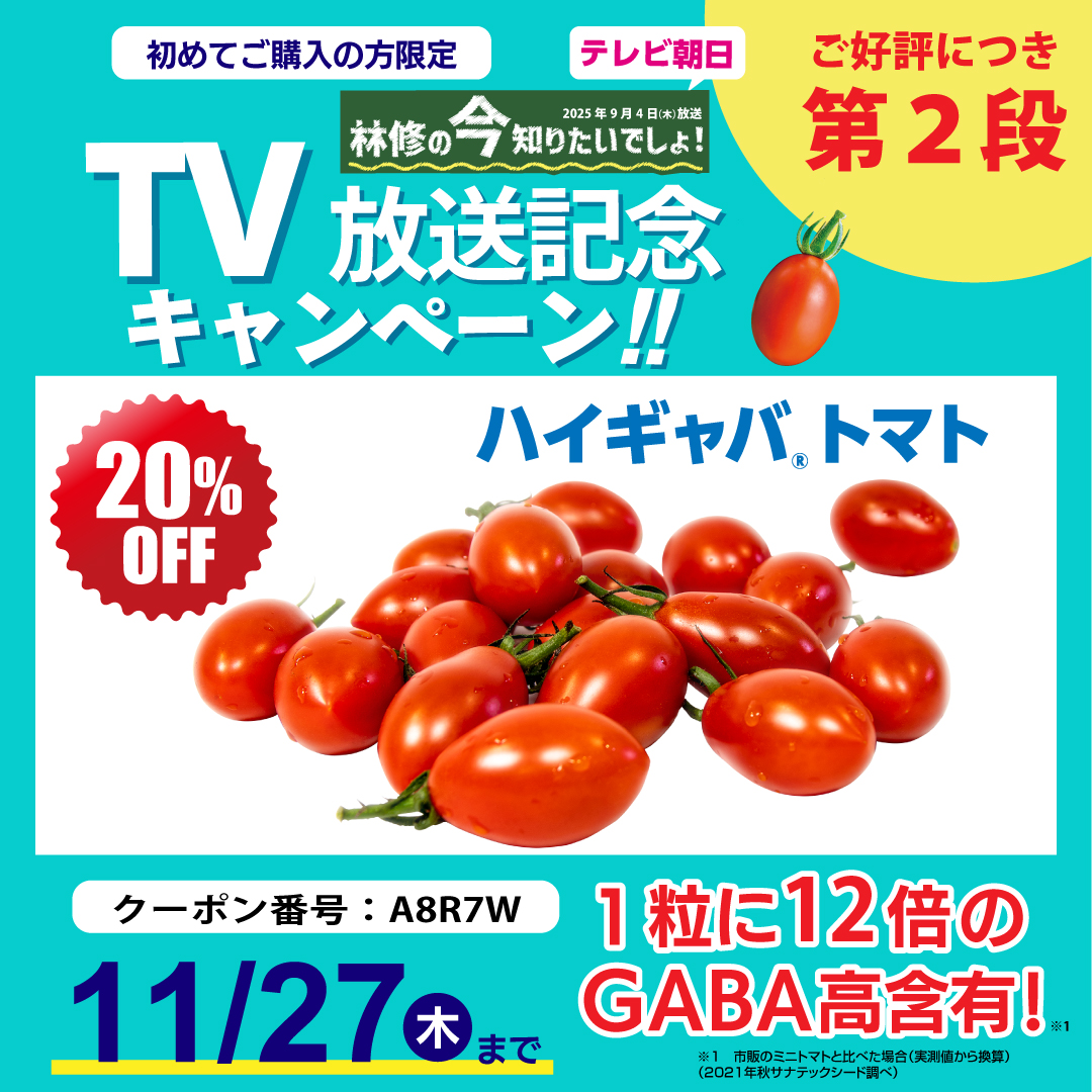 初めてご購入の方限定・産直ハイギャバトマト（2kg）／TV放送記念キャンペーン-【機能性表示食品】高めの血圧を下げる／睡眠の質の向上