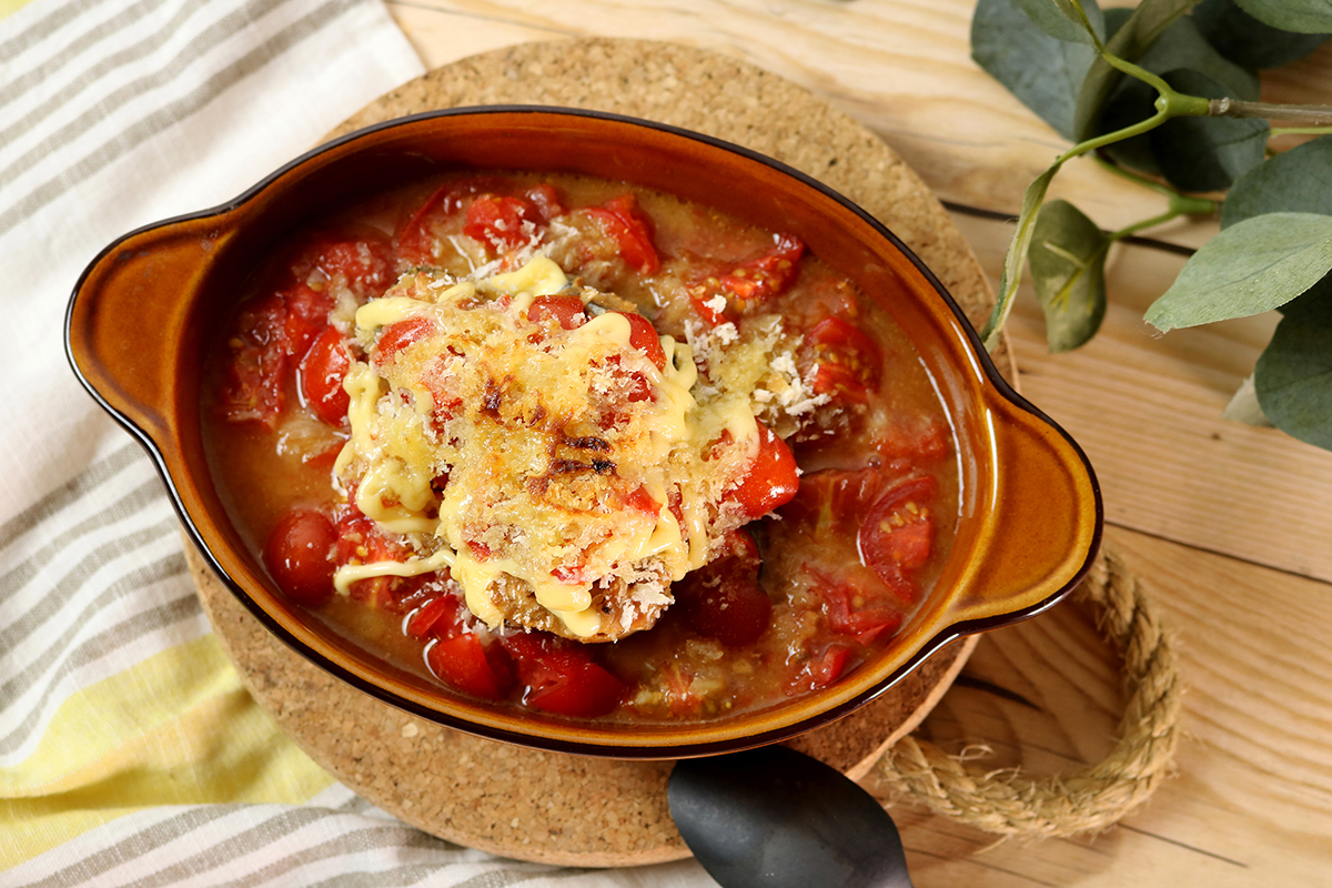 ハイギャバトマトととサバ味噌の簡単オーブン焼き
