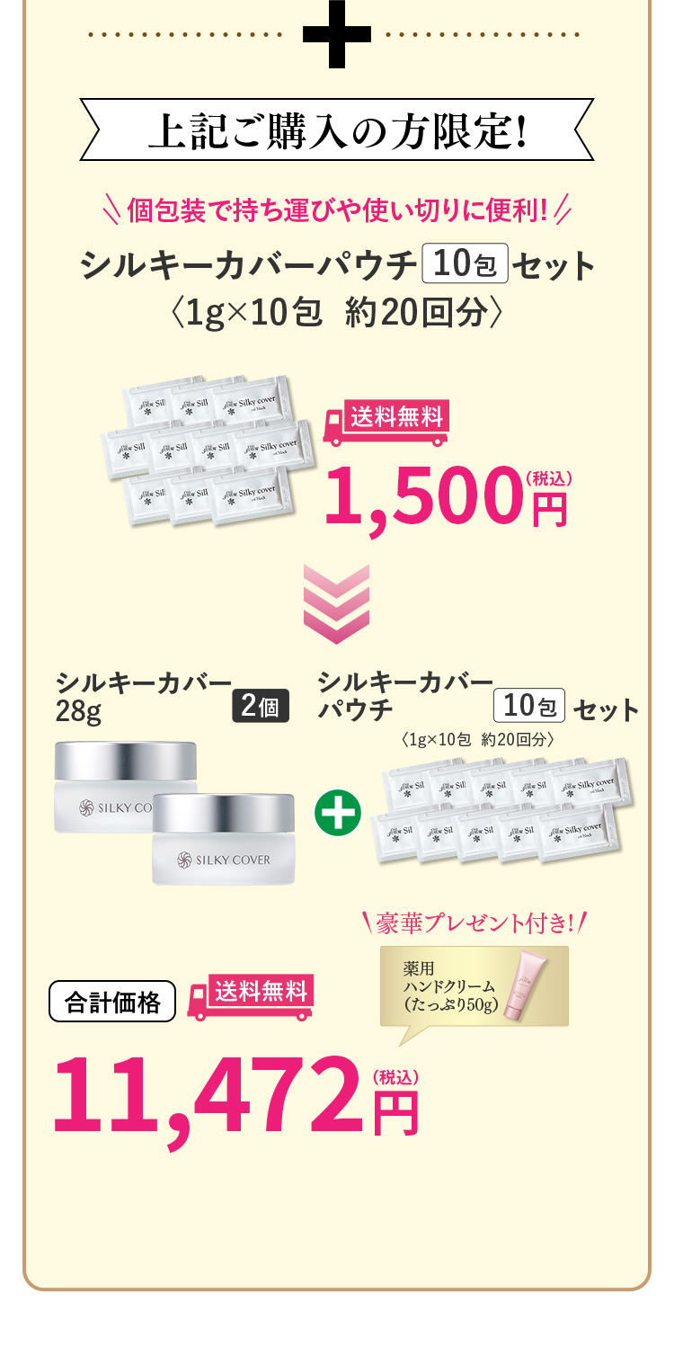 シルキーカバー(28g)2個＋シルキーカバーパウチ10包セット