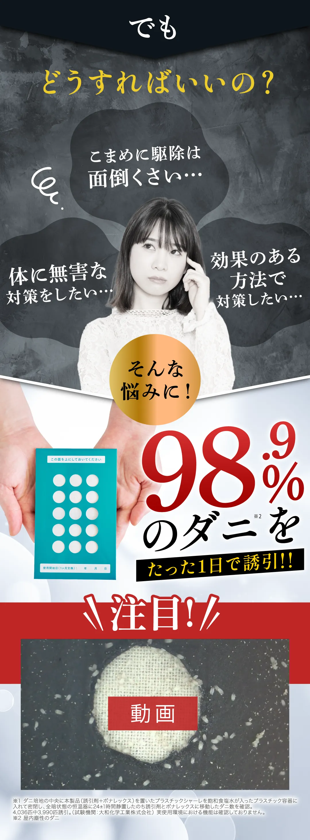 98%のダニをたった1日で吸引