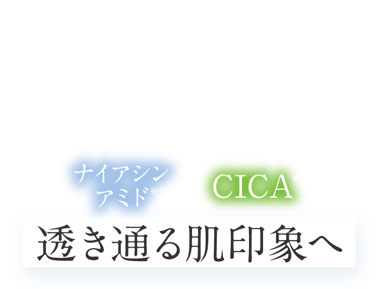 ナイアシンアミド × CICA 透き通る肌印象へ