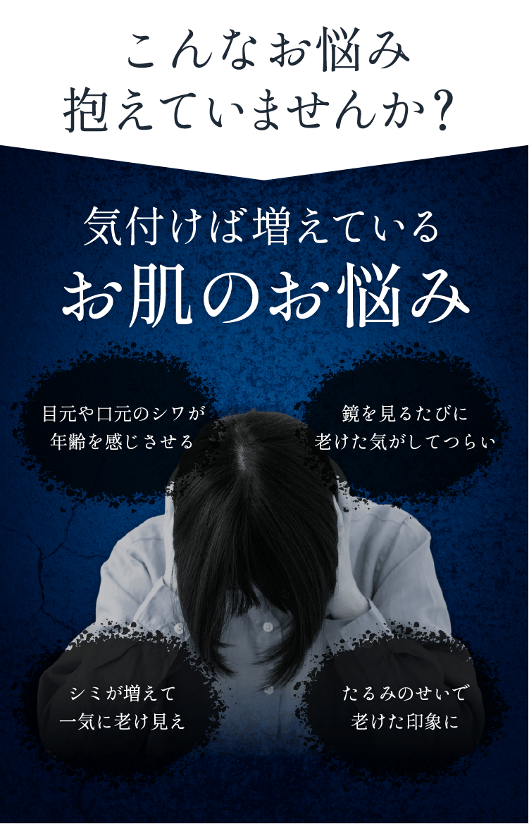 こんなお悩み抱えていませんか？目元・口元のシワ、増えてきたシミ、たるみ…