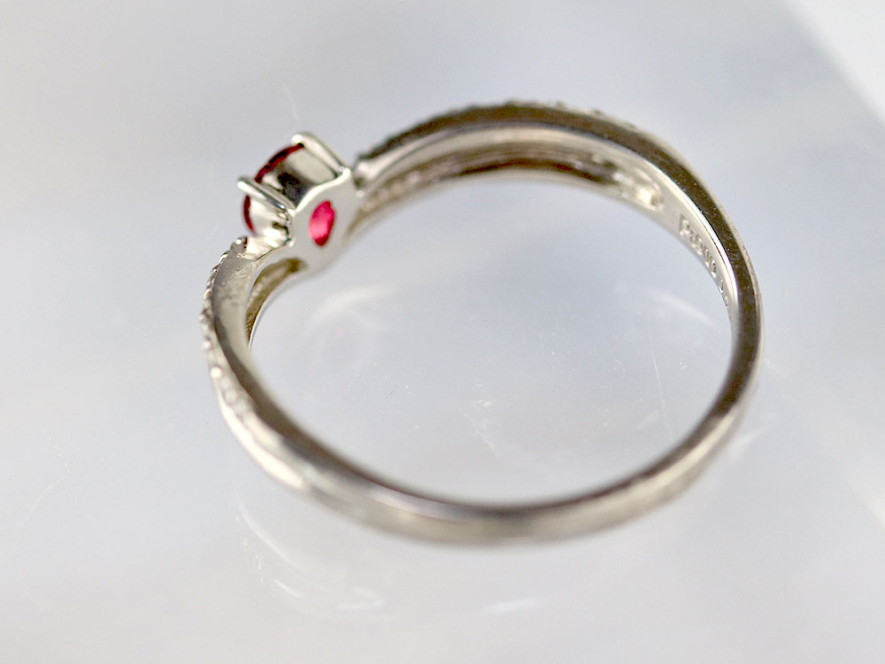 ときめき　ノーヒートピジョンルビー 0.26ct　ダイアモンド 0.13ct  11号　指輪　リング　PT900　014　鑑別書付