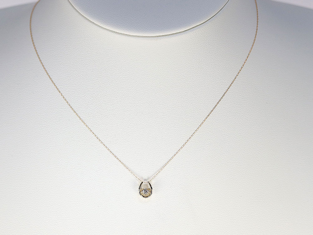 忍耐力　ダンシングストーン　ダイヤモンド　ホースシュー(馬爪)型　ネックレス　K18　010