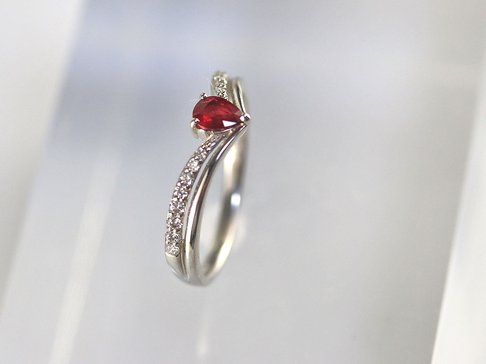 ときめき　ノーヒートピジョンルビー 0.26ct　ダイアモンド 0.13ct  11号　指輪　リング　PT900　014　鑑別書付