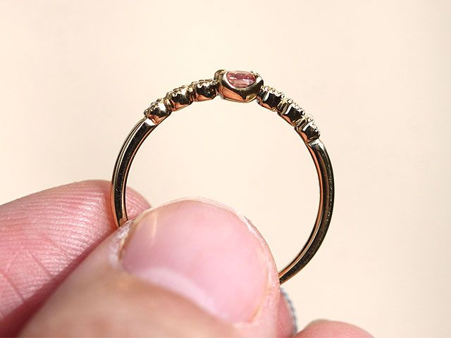 華やかさ　ピンク　無処理　パパラチアサファイア 鑑別書付　0.224ct   ダイヤモンド0.05ct   004  リング　K18　サイズ11号