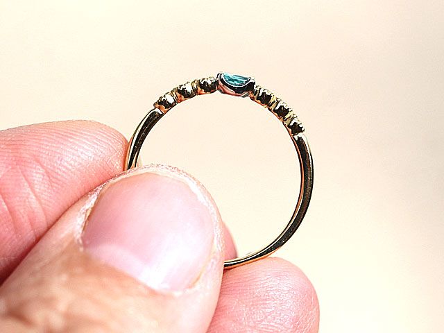 理想　ネオンブルー　パライバトルマリン　0.125ct   ダイヤモンド0.05ct   005　  pt900　K18　サイズ11号