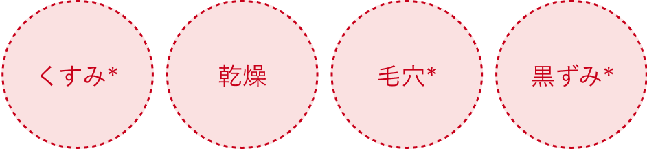くすみ*/乾燥/毛穴*/黒ずみ*