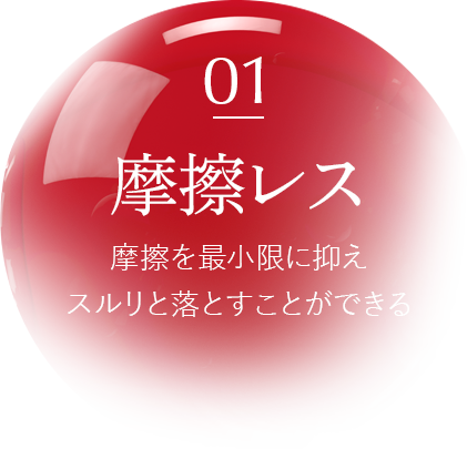 【摩擦レス】摩擦を最小限に抑え、スルリと落とすことができる